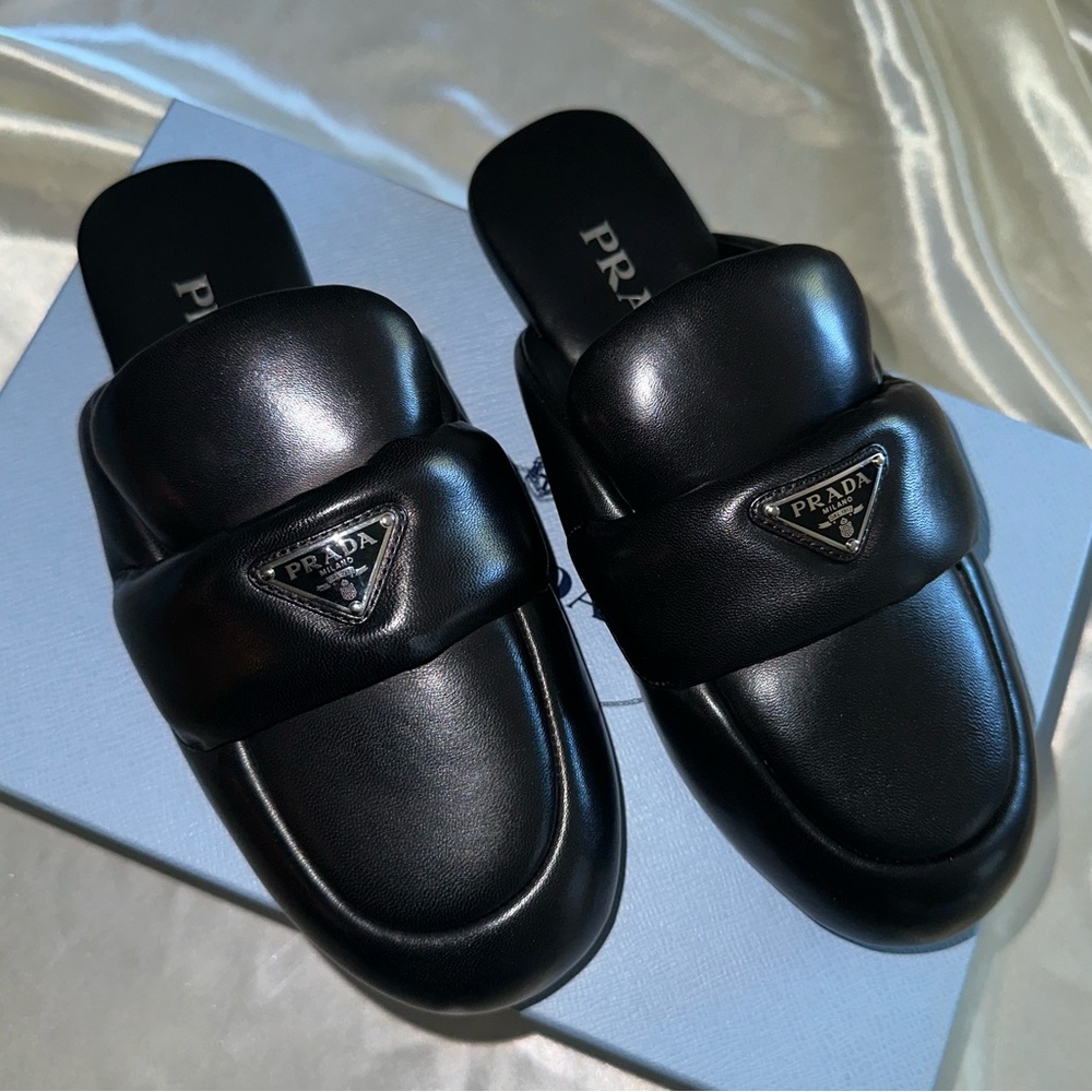 ❌ SOLD ❌ Prada Soft Padded Nappa Leather Mule Sandals